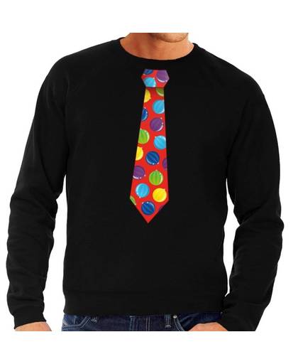 Foute kersttrui / sweater stropdas met kerstballen print zwart voor heren M (50)