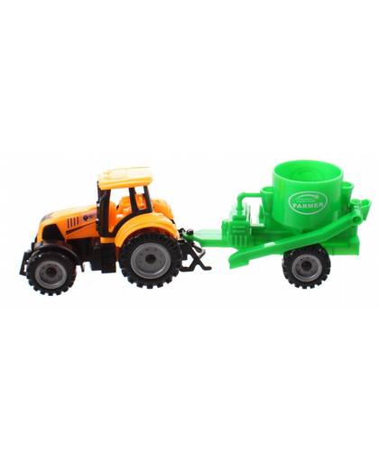 Jonotoys tractor met aanhanger jongens 19 cm geel/groen
