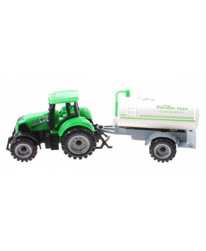 Jonotoys tractor met aanhanger jongens 19 cm groen/wit