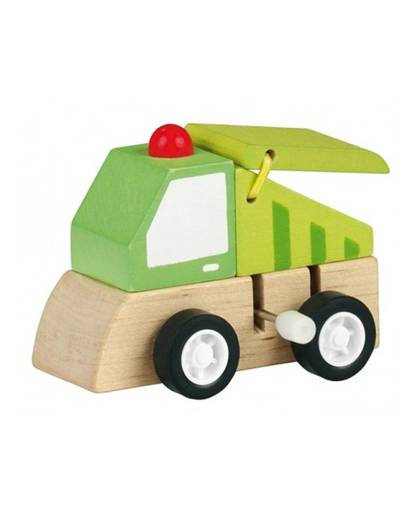 Moses houten vuilniswagen met opwindmotor 10 cm groen