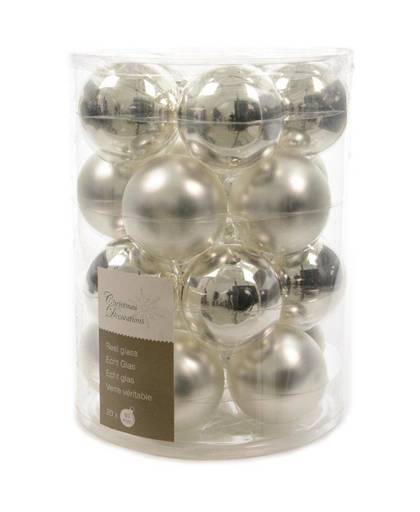 Glas kerstballen box 20 stuks zilver