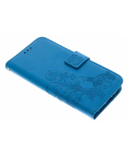 Turquoise klavertje bloemen booktype hoes voor de Motorola Moto G5S