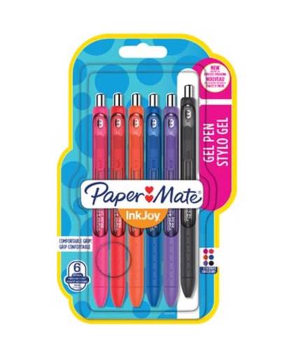 Paper Mate roller InkJoy Gel, blister met 6 stuks in geassorteerde kleuren