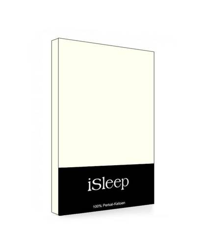 iSleep Split-Topper hoeslaken Perkal Katoen - Licht Beige - 180x220