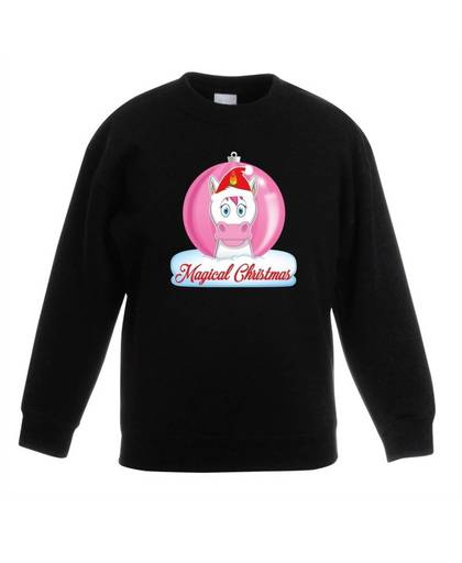 Kersttrui met roze eenhoorn kerstbal zwart voor meisjes 5-6 jaar (110/116)