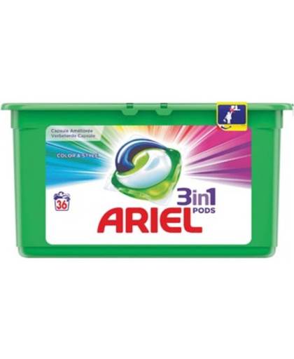 Ariel 3 in 1 wasmiddel pods Color, doos van 36 stuks