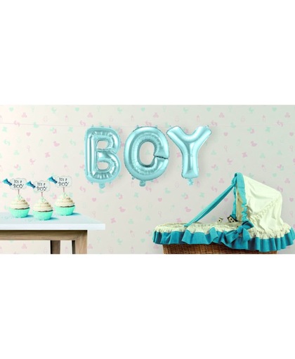 Opblaasletters BOY geboorte ballonnen - babyshower versiering