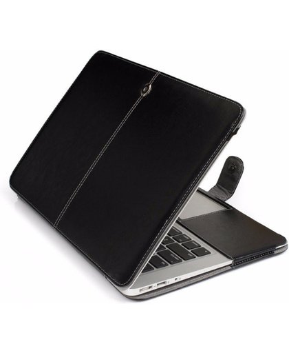 Kunst Lederen Skin Sleeve Voor de Apple Macbook Air 13 Inch - 13.3" Case - Bescherming Cover Hoes KunstLeer - Zwart