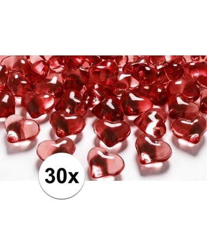 Rode decoratie hartjes diamantjes 30 stuks