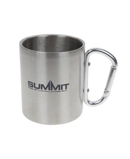 Summit drinkbeker met karabijnhaak RVS 300 ml zilver