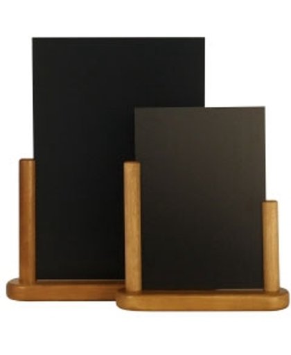 Menu krijtbord mahonie frame natuurlijk gelakt beukenhout | bord zwart pvc | Oppervlakte: 15cm x 10cm | DIN A6
