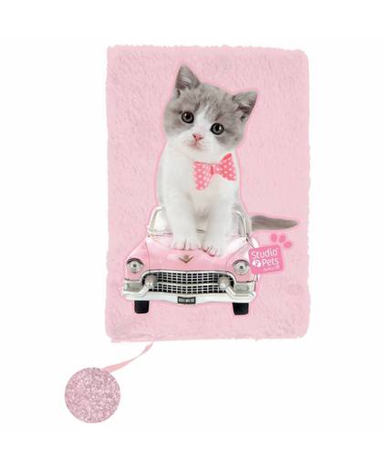Studio Pets Kitty Car - Pluche dagboek A5 - zonder slot - Roze
