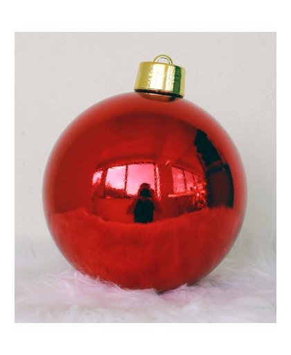 1 Onbreekbare kerstbal doorsnee 30 cm rood glanzend