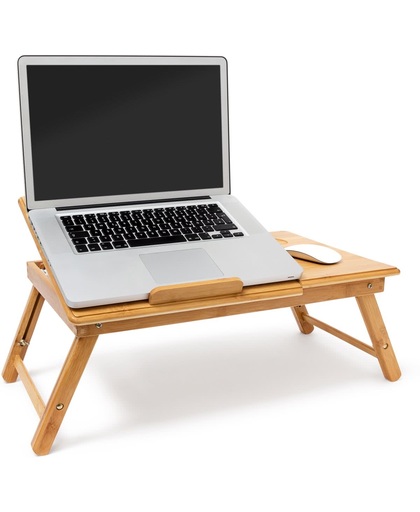 relaxdays laptoptafel bamboe, bedtafel, bijzettafel laptop standaard verstelbaar