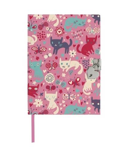 Moses dagboek met slotje Cats 21 x 15 cm roze