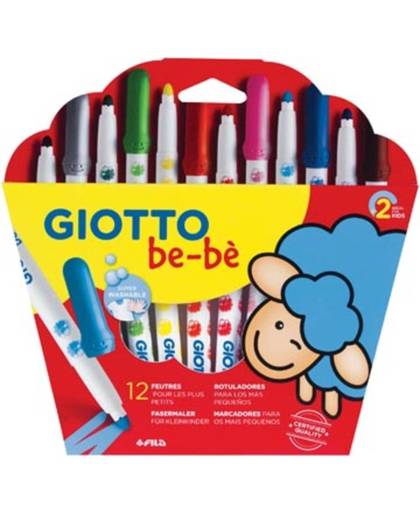 Giotto be-bè viltstiften Maxi, kartonnen etui met 12 stuks in geassorteerde kleuren