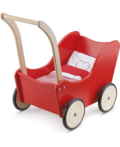 New Classic Toys - Poppenwagen met Beddengoed - Rood