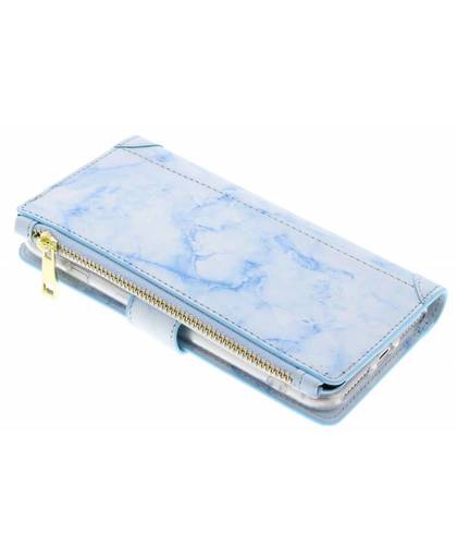 Blauwe marmer design luxe portemonnee hoes voor de iPhone 8 Plus / 7 Plus