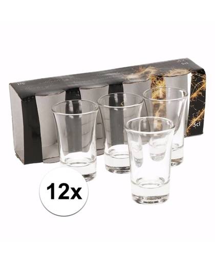 12x shotglazen / borrelglaasjes - 5 cl - glas