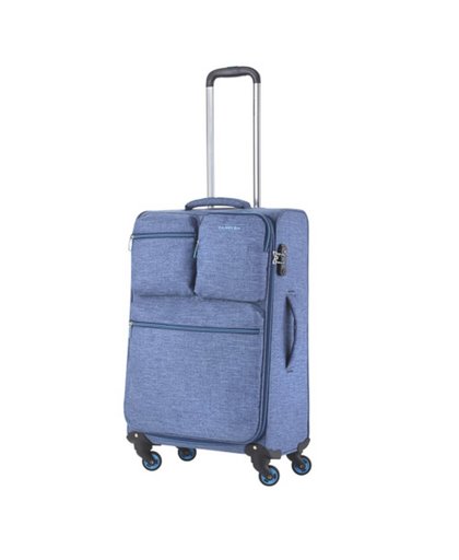 CarryOn Cargo TSA Reiskoffer 67cm Koffer Trolley - 3 voorvakken - Gevoerd - Polycotton - Blauw