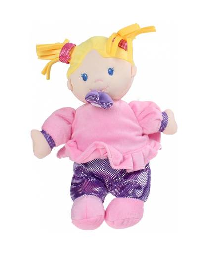 Tender Toys knuffel Baby Doll 28 cm roze/paars