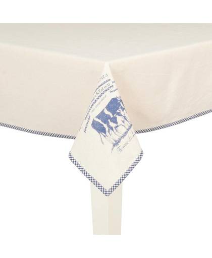 Clayre & eef tafelkleed 150x150 cm - wit, blauw - katoen, 100% katoen