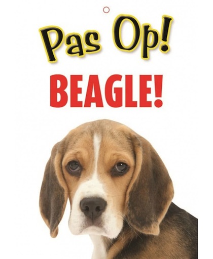 Honden waakbord pas op Beagle 21 x 15 cm