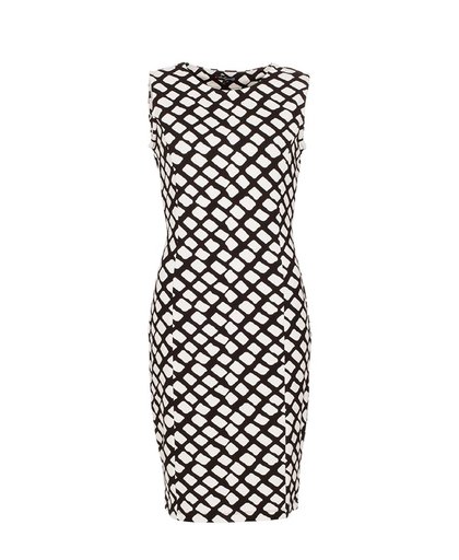 jurk met grafische print zwart/wit