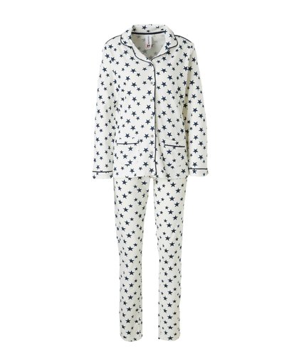 pyjama met sterrenprint wit/marine