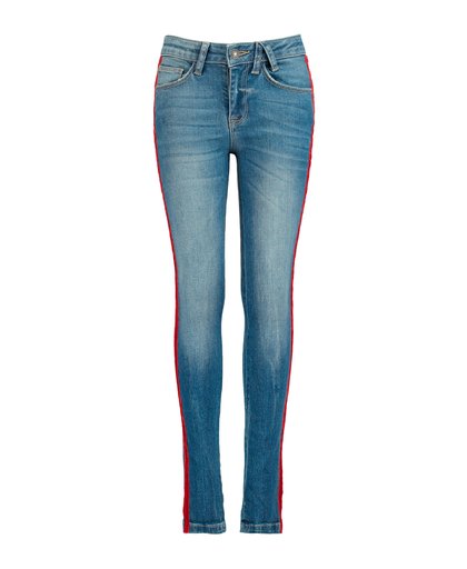 slim fit jeans Emily met zijstreep