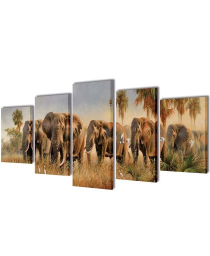 vidaxl Set de toiles murales imprimées Éléphants 200 x 100 cm - VIDAXL