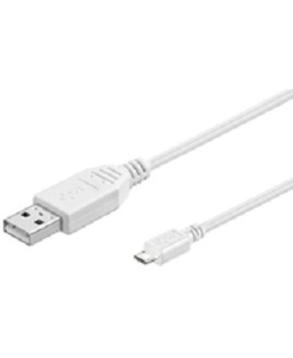 Microconnect USB A/Micro USB B, 1.8 m 1.8m USB A Micro-USB B Mannelijk Mannelijk Wit USB-kabel