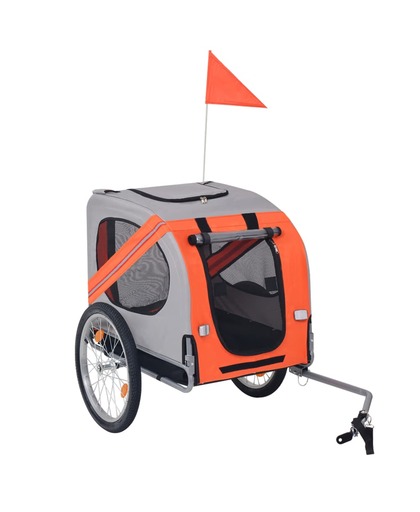 vidaxl Remorque de vélo pour chiens Orange et gris - VIDAXL