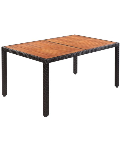 vidaxl Table de jardin Rotin Dessus de table bois d acacia 150x90x75cm