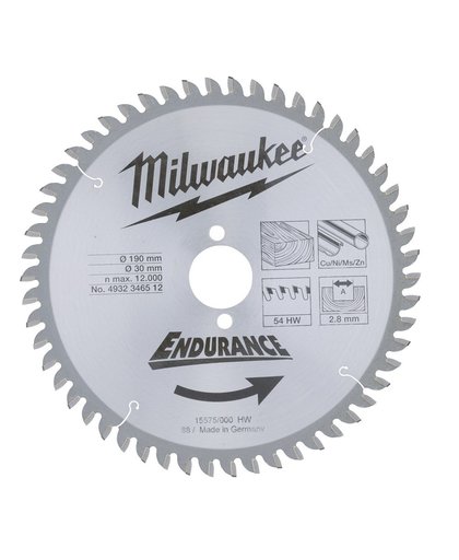 Milwaukee Lame de scie circulaire bois 190 mm 54 dents MILWAUKEE - 4932346512