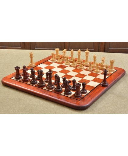 Moderne Staunton schaakset met verzwaarde schaakstukken, incl. bord, Rozenhout & Palmhout, Koningshoogte 87 mm-Top-Kwaliteit