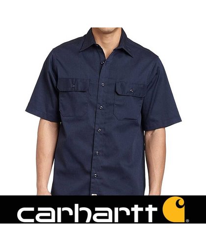 Carhartt Twill Short Sleeve Work Shirt Navy Heren