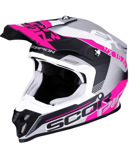 Scorpion Crosshelm VX-16 Arhus Matt Silver/Black/Pink-XS