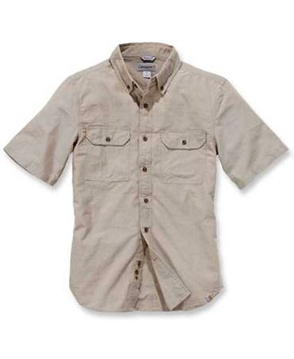 Carhartt Fort Solid Short Sleeve Dark Tan Chambray Shirt Heren