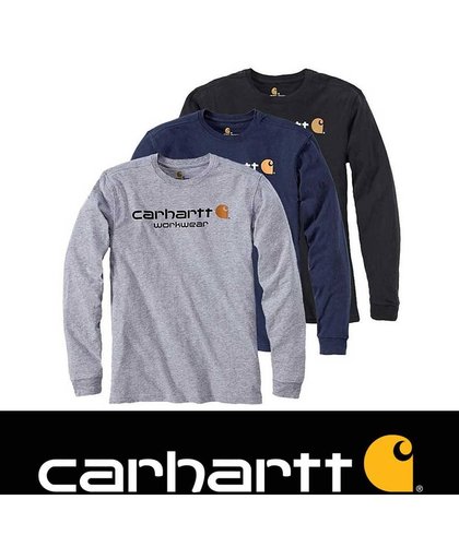 Carhartt Core Logo Heather Grey Long Sleeve T-Shirt Heren