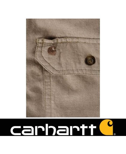 Carhartt Fort Solid Short Sleeve Dark Tan Chambray Shirt Heren