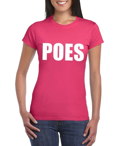 Poes tekst t-shirt roze dames L