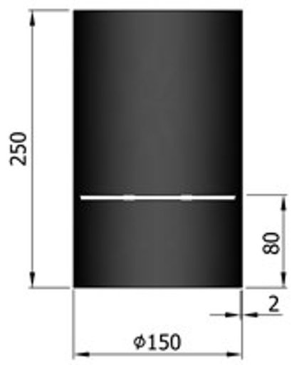 TT Kachelpijp Ø150 condensring 250mm zwart - zwart - 2mm - staal - H250 Ø150mm