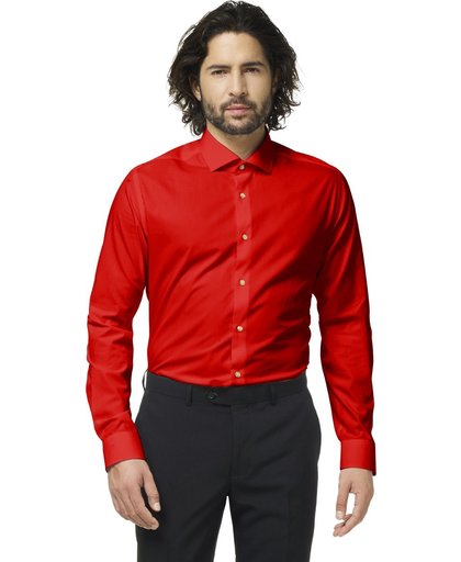 OppoSuits Red Devil Overhemd voor Heren (Rood) - Zakelijke en Vrijetijds Overhemden voor Mannen, Meerdere Kleuren Beschikbaar