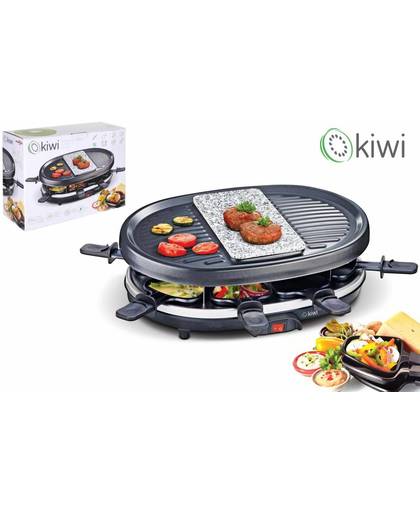 Kiwi KG 5811 - Raclette, Steengrill, Bakplaat - 900W - voor 8 personen