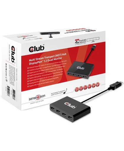 Club3D MST HUB 1 x DisplayPort 1.2 naar 4 x DisplayPort, AC Powered