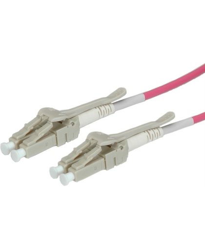 Roline Low Loss LC Duplex Optical Fiber Patch kabel met speciale klem - Multi Mode OM4 - paars / LSZH - 3 meter