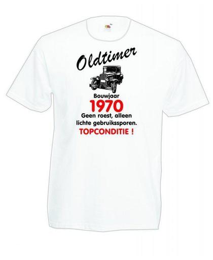Mijncadeautje heren leeftijd T-shirt wit maat M - Oldtimer Bouwjaar (geboortejaar) 1970