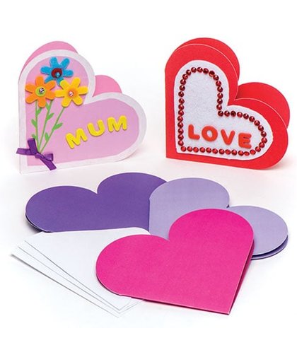 Hartvormige wenskaartjes   Een creatief knutsel- en decoratieproduct voor Valentijnsdag voor kinderen   Ook geschikt voor het maken van kaarten (6 stuks per verpakking)