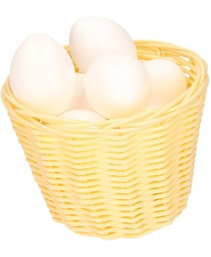 Beige paasmandje met plastic eieren 14cm  mandjes met paaseieren
